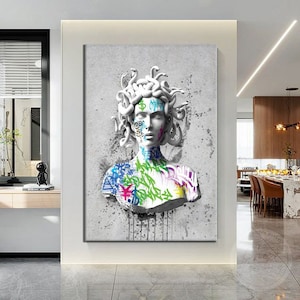 Grafity medusa canvas painting, wall art canvas, canvas print, ready to hang wall print, design canvas painting, modern wall art,