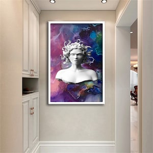 Medusa statue colorful design canvas print wall Decor, canvas print, ready to hang wall print, design canvas painting, modern wall art,