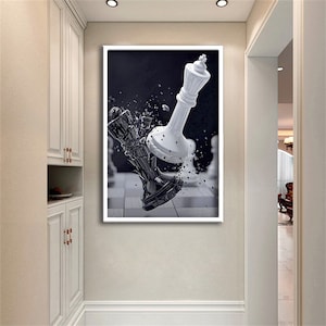 Schach Leinwanddruck Wanddekor, Schachmatt Bild Leinwanddruck, fertig zum Aufhängen, Leinwand Malerei, Leinwand Geschenk, Wohnzimmer Tische