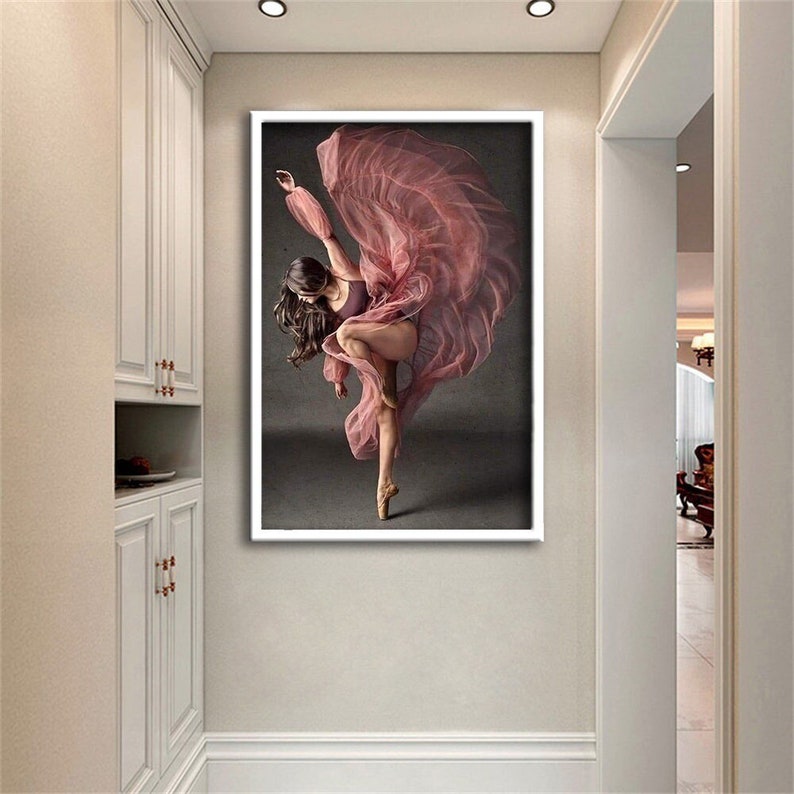 Ballerina Canvas Wall Decor Ballerina in Pink Dress Canvas Etsy
