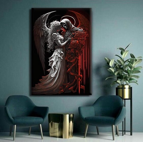 Devil angel painting - Etsy 日本