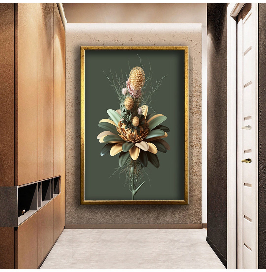 Green Exploding Flower Bouquet Canvas Print Wall Decor, Wall Art Canvas ...