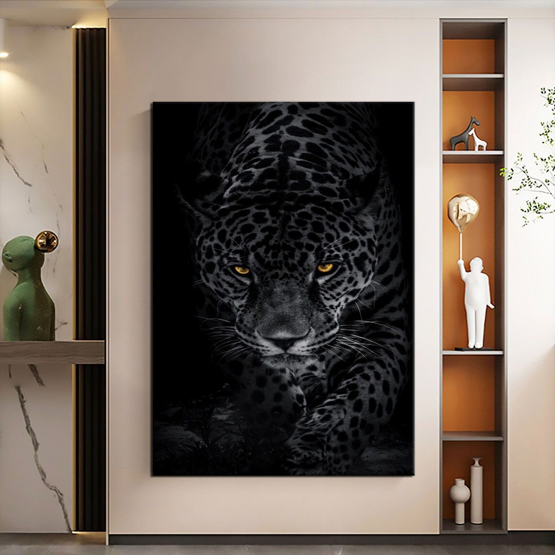 Black and White Leopard Canvas Print Wall Painting, Wall Canvas, Canvas