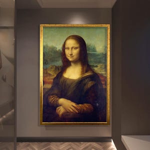 Mona lisa canvas print wall art, Leonardo Da Vinci art, Antique print canvas wall decor, Da vinci Framed artwork, Ready to hang Canvas