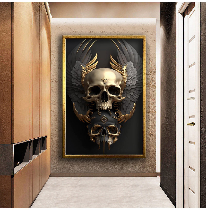 Midas Touch - Skeleton King & Gold Skull Canvas Wall Art - Luxury