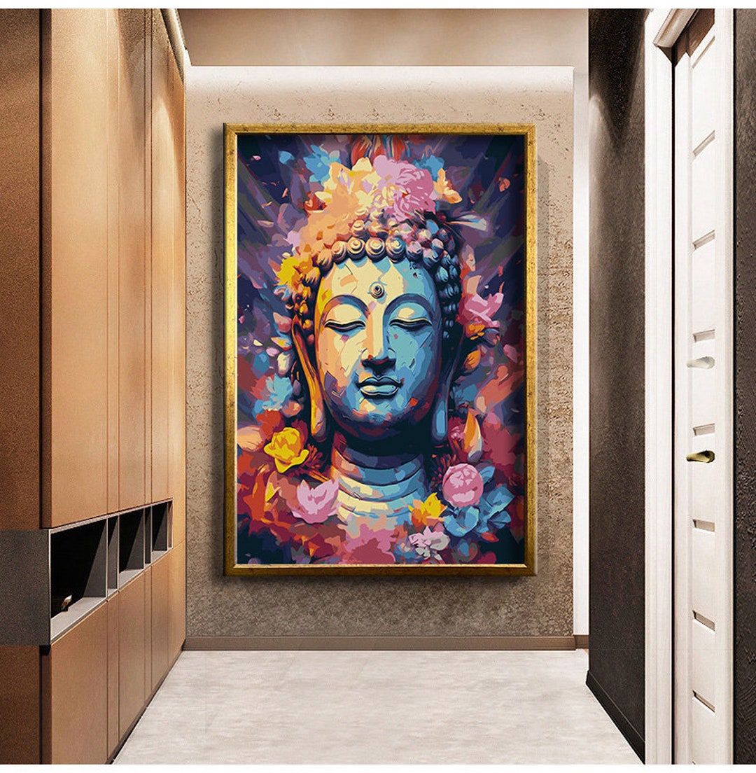 Colorful Design Buddha Statue Canvas Print Wall Painting, Wall Art ...