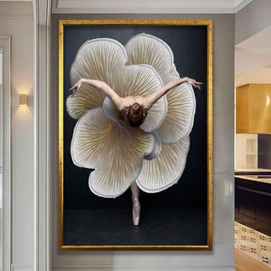 Ballerina in elegante jurk canvas schilderij, moderne kunst wanddecoratie, muur kunst canvas schilderij, klaar om op te hangen canvas schilderij