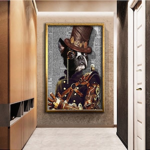 Charismatic dog modern design canvas painting wall painting, Pet Portraid Wall Decor, Modern wall art, Ready to hang canvas painting