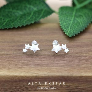 S925 Sterling Silver Summer Brushed Star-shaped Earrings and Five-pointed Star-shaped Stud Earrings for Women.