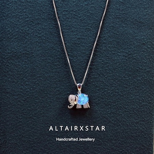 オパールネックレス、エレファントネックレス、ブルーオパールペンダントネックレス