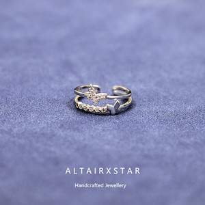 S925 Silver double butterfly ring