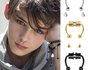 Magnetic Stainless Steel Nose Ring Non Piercing Jewelry Fake Nose Ring Magnetic Septum Nose Rings Clip Hoop for Women Men