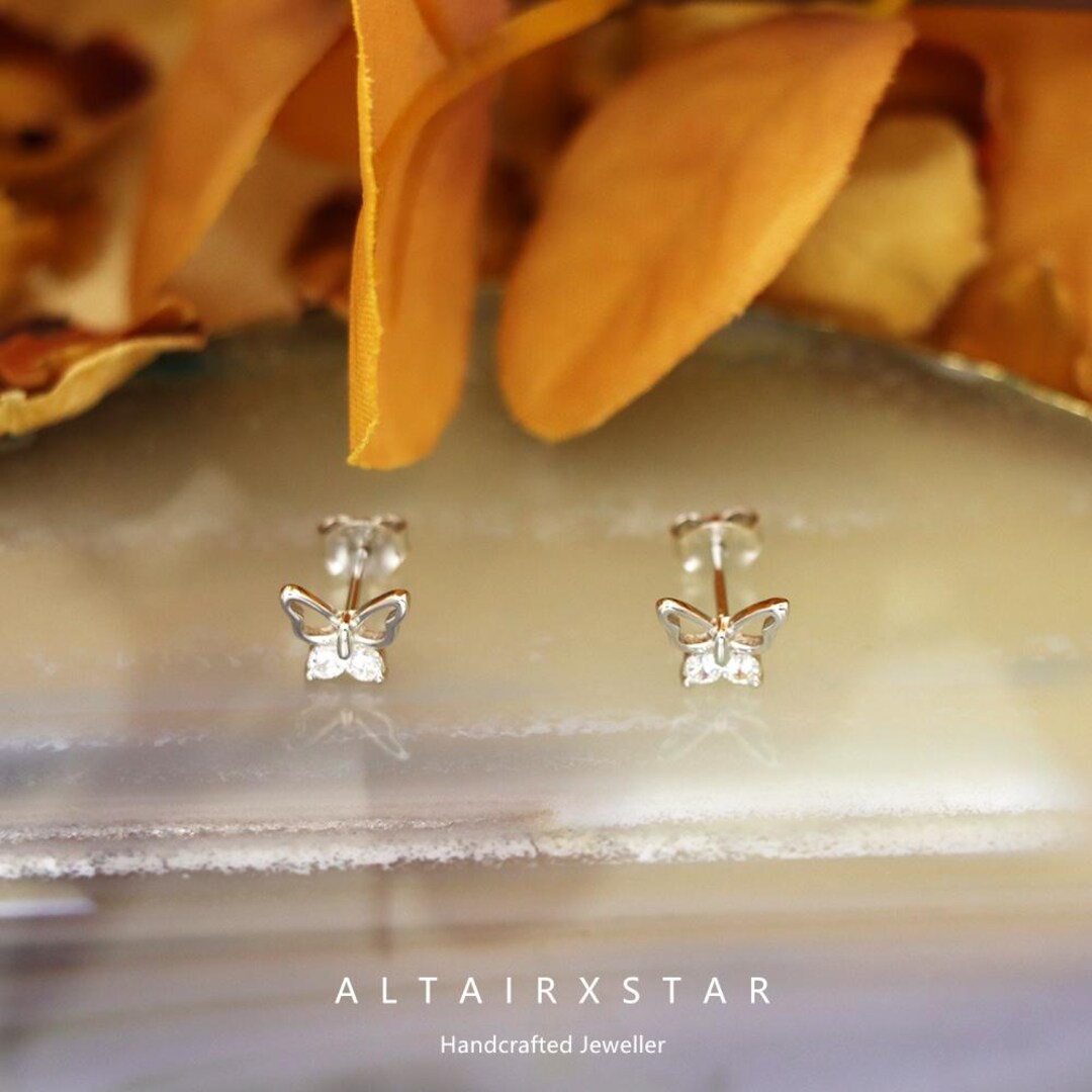 Boucles d'oreilles papillon creuses en argent sterling S925 - Etsy France