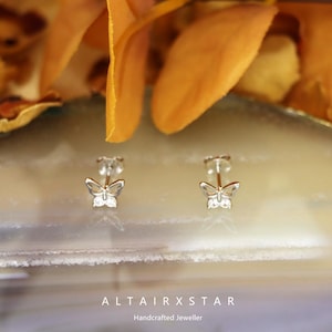 S925 Sterling Silver Hollow Butterfly Stud Earrings