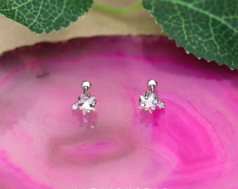 Clous d'oreilles en argent sterling Aurora Planet, boucles d'oreilles cartilage en zircone