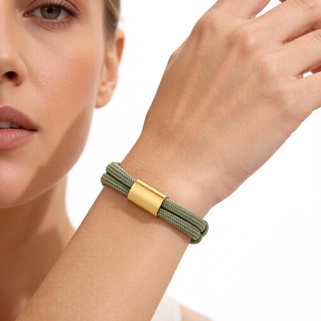 Custom Sage Green Paracord Engraved Bracelet, Personalized Adjustable Cord Bracelet, Gold/Silver/Black Bar, Unisex Gift