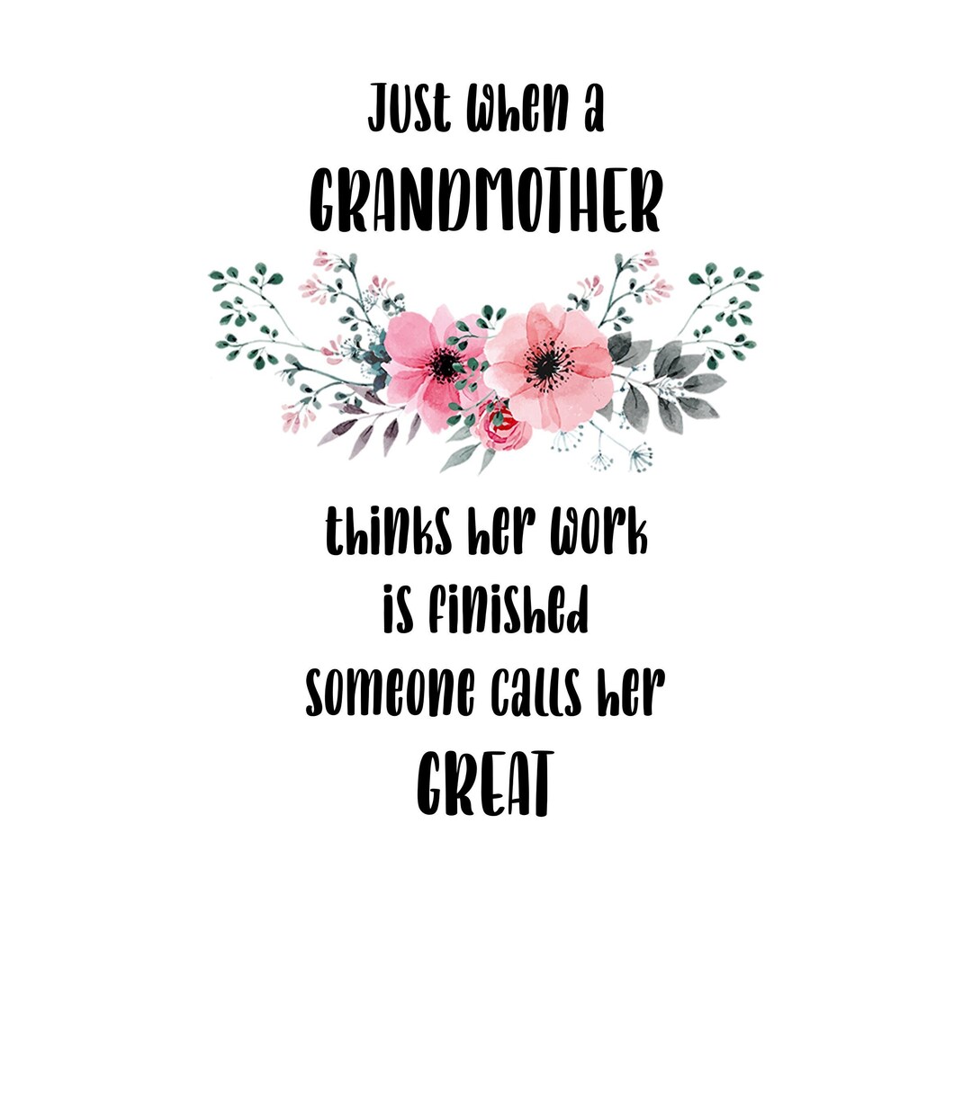 Great Grandmother PNG, Sublimation File, Great Grandma Gift, Floral PNG ...