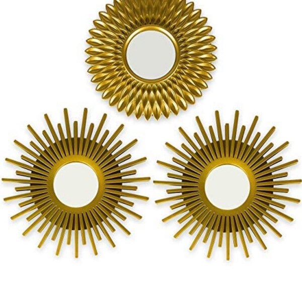 Wall Mirrors Pack of 3 Gold Mirrors for Living Room, Home Decor & Bedroom Round Mirrors for Hanging and Wall Decor