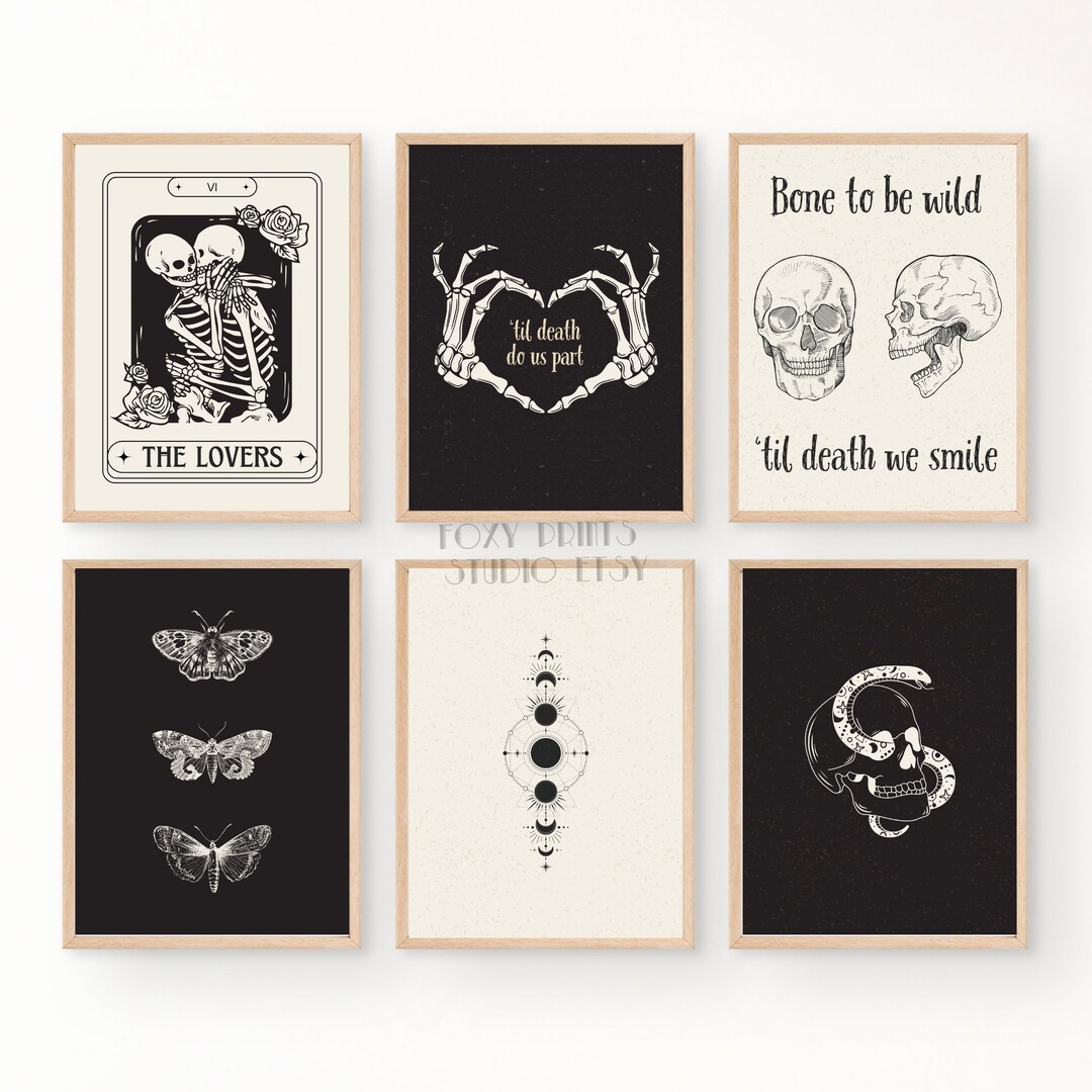 Halloween Set of Six Prints, Halloween Wall Art, Vintage Halloween ...