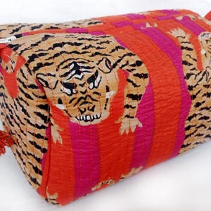 Jaipuri Tiger Print Toiletry Bag Pouch Quilted Wash Bag Makeup Bags Cosmetic Bags Travel Pouch Block Print Wash Bag Waterproof Bags Cotton Toiletry Bag Cotton Makeup Bag Gift for Her Vanity Kit Pouches Block Print Bag Washable Pouch Cotton Quilted Toiletry Bag Set of 3 Pieces Indian Floral Print Cosmetic Makeup Bags Pouches Travel Vintage Storages Shaving Kit Eco-friendly Cotton Wash Bag Sustainable Block Printed Cosmetic Bag Women Toiletry Storage Indian Quilted Toiletry Bags