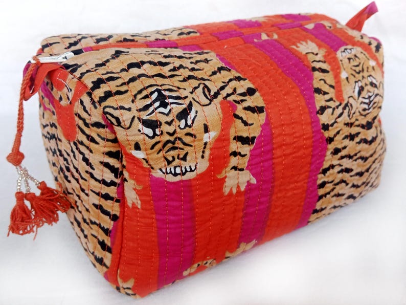 Jaipuri Tiger Print Toiletry Bag Pouch Quilted Wash Bag Makeup Bags Cosmetic Bags Travel Pouch Block Print Wash Bag Waterproof Bags Cotton Toiletry Bag Cotton Makeup Bag Gift for Her Vanity Kit Pouches Block Print Bag Washable Pouch Cotton Quilted Toiletry Bag Set of 3 Pieces Indian Floral Print Cosmetic Makeup Bags Pouches Travel Vintage Storages Shaving Kit Eco-friendly Cotton Wash Bag Sustainable Block Printed Cosmetic Bag Women Toiletry Storage Indian Quilted Toiletry Bags