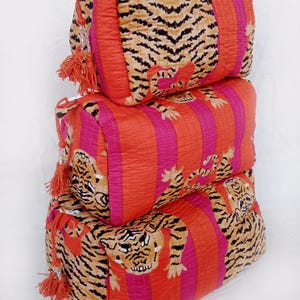 Jaipuri Tiger Print Toiletry Bag Pouch Quilted Wash Bag Makeup Bags Cosmetic Bags Travel Pouch Block Print Wash Bag Waterproof Bags Cotton Toiletry Bag Cotton Makeup Bag Gift for Her Vanity Kit Pouches Block Print Bag Washable Pouch Cotton Quilted Toiletry Bag Set of 3 Pieces Indian Floral Print Cosmetic Makeup Bags Pouches Travel Vintage Storages Shaving Kit Eco-friendly Cotton Wash Bag Sustainable Block Printed Cosmetic Bag Women Toiletry Storage Indian Quilted Toiletry Bags