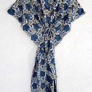 Hand Block Printed Cotton Kaftan Dress Bathrobe Nightwear Maxi Gown Summer Bikini Sleepwear Bridesmaid Gift, For Women&#39;s Beach Cover up