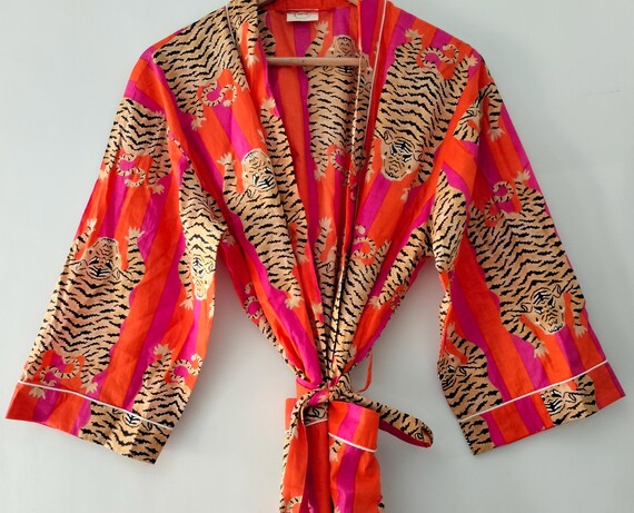Cotton Printed Kimono Robe: Maxi Gown, Wear Dress For Women's Beach Cover Up