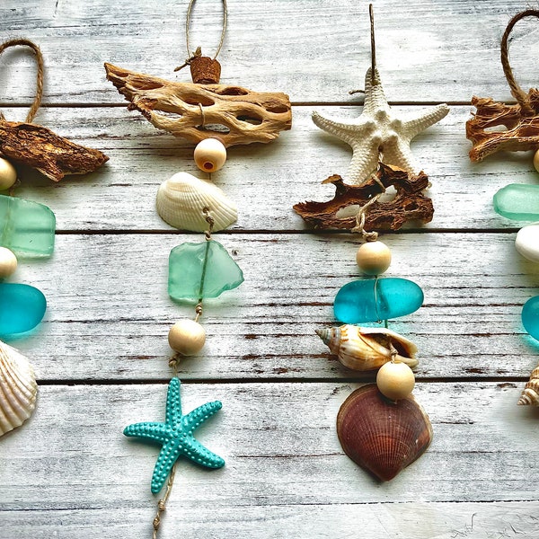 Handmade Beach Decor; Sea shell/Sea Glass Hanging