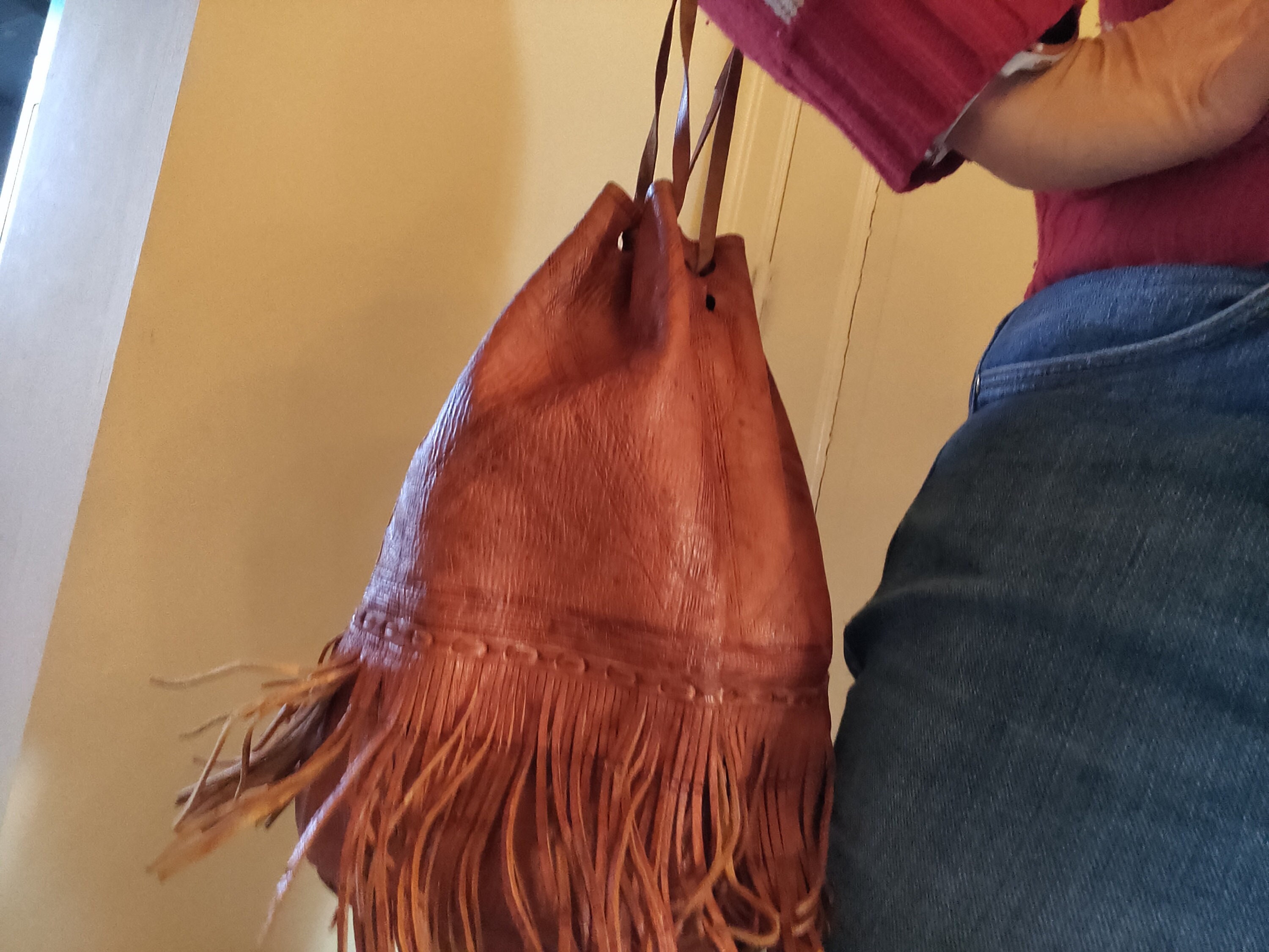 French Tote - with Boho Fringe, Braided Handle – Vintage Boho Bags