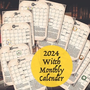 Witch Calendar 2024, Digital Download PDF, Sabbats Baby Witch Magic