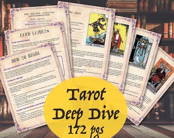 Tarot PDF Deep Dive 172 pages Printable Download, Pagan Witch Magic Wicca Sabbat Spell Divination Cards Fool Magician World High Priestess