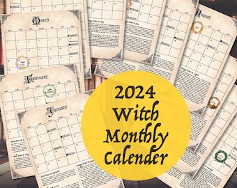 2024 Grimoire Style Planner PDF Printable Pagan Holidays Dated