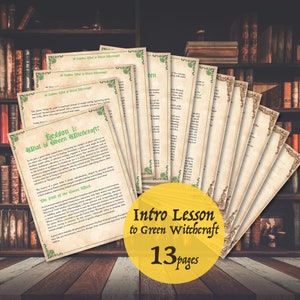 Green Witchcraft 101: 1st Lesson, 19 Pages Digital Download, Green Meditation Witchcraft Baby Witch Magic Grimoire Book of Shadows