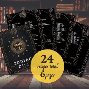 24 Zodiac Magic Oil Recipes Rituals, Perfume Astrology Aquarius, Aries, Capricorn, Cancer, Gemini, Leo, Libra, Sagittarius, Taurus, Virgo