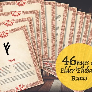 Elder Futhark Runes, Printable PDF Download, Old Norse Pagan Heathen Witch Galdr Asatru Viking Vikti Aesir Odin Galdr Thor Seidr Volve Hel
