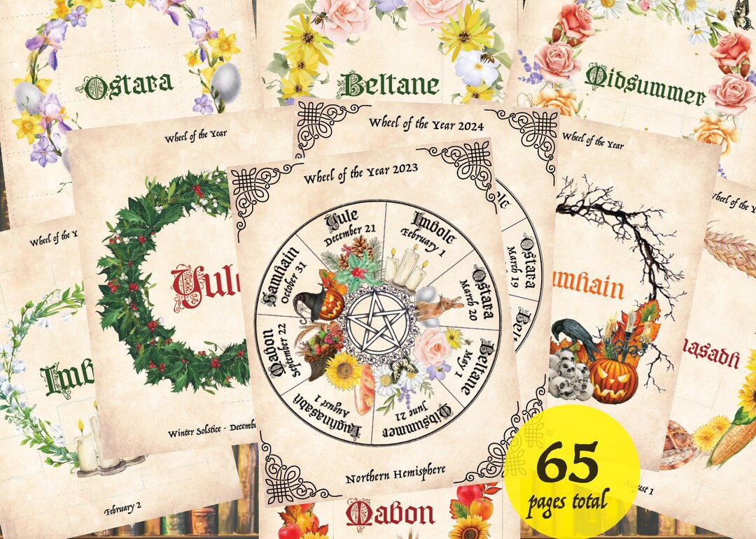 2023 and 2025 Sabbat Planner, 65 Pages Digital Download, Wheel of the