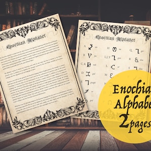 Enochian Alphabet, 2 pg Printable PDF Download Alphabet, Angel Angelic John Dee Hermetic Order Golden Dawn Watchtowers Archangels