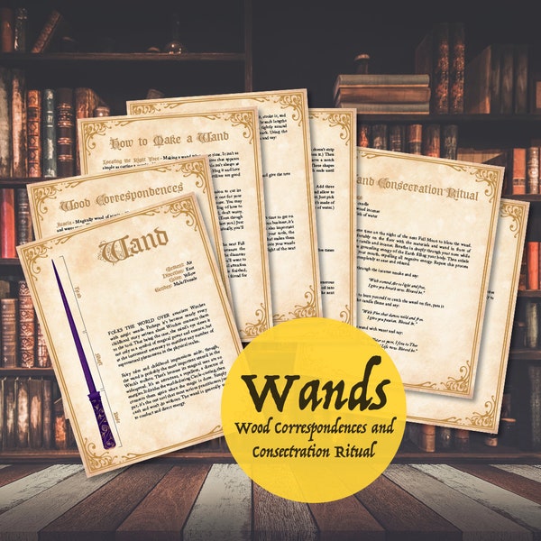 Wands 17 Pages Digital Download, Consecration Ritual Altar Wood Witchcraft Baby Witch Wizard Magic Wicca Sabbat Grimoire Book of Shadows