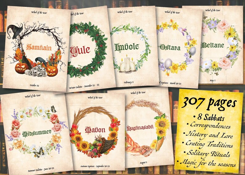 SABBATS Bundle Printable PDF Digital Wheel of the Year - Etsy
