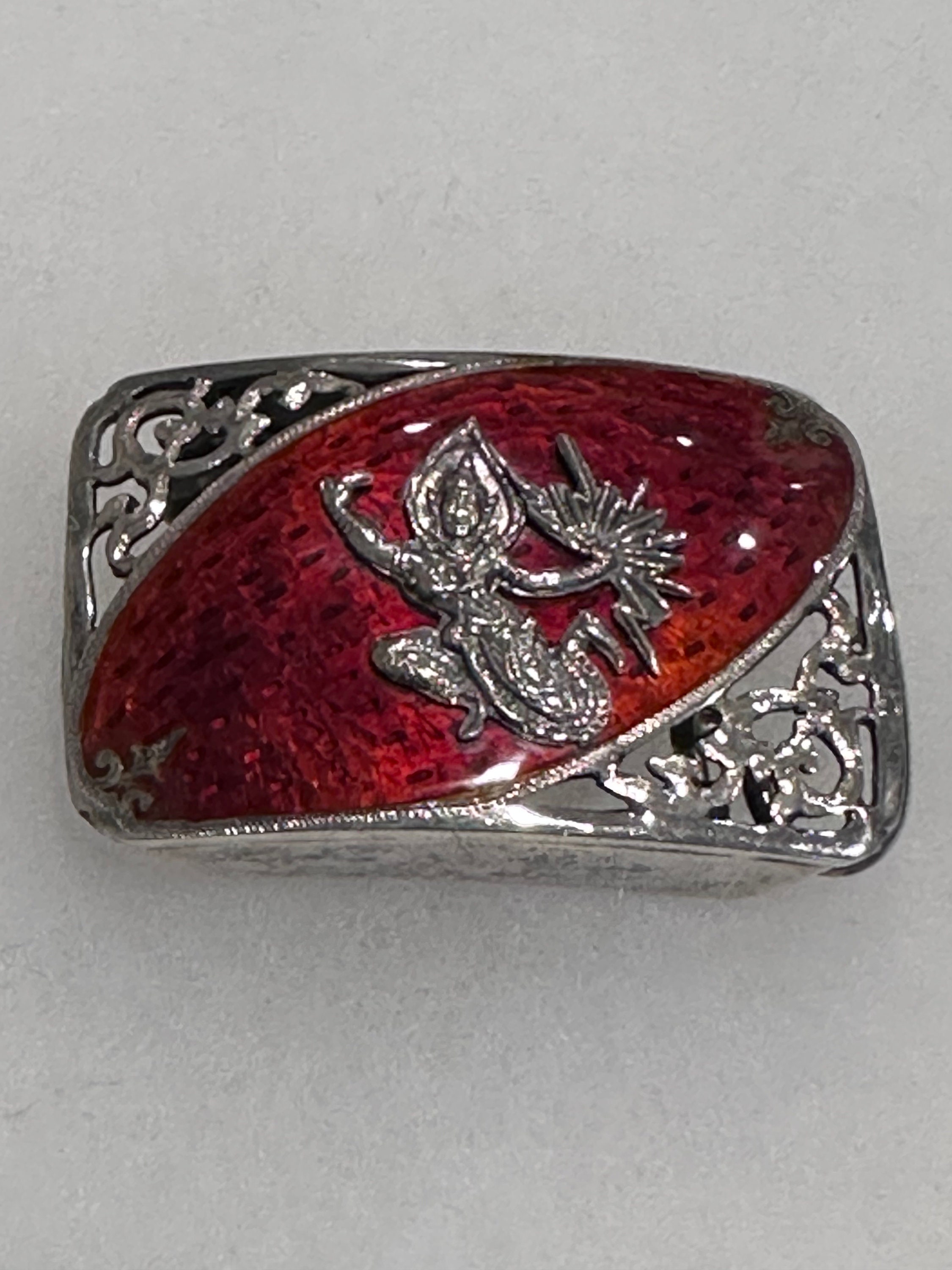 Antique Siam Sterling Silver Niello Thailand Buddha Belt Buckle 17g .925 ALEX & CO. 925 Sterling Silver Antique Siam Niello Elephant  main image 2