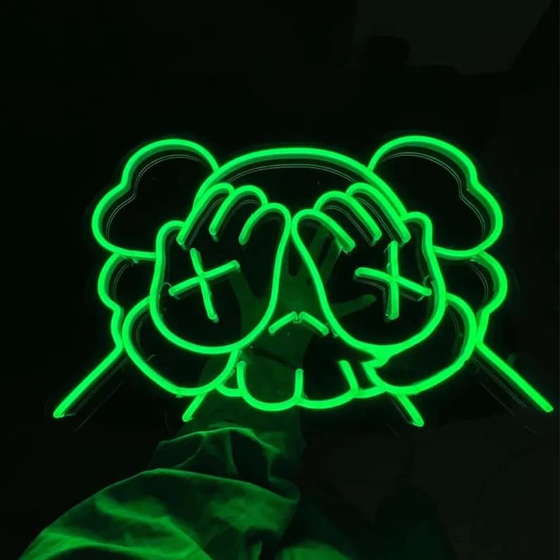 Kaws Neon LED Wall Art Sign Etsy