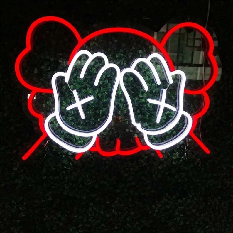 Kaws Neon LED Wall Art Sign - Etsy