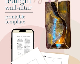 Slab Pottery Tealight Wall Altar Template • Sculptural Sconce PDF