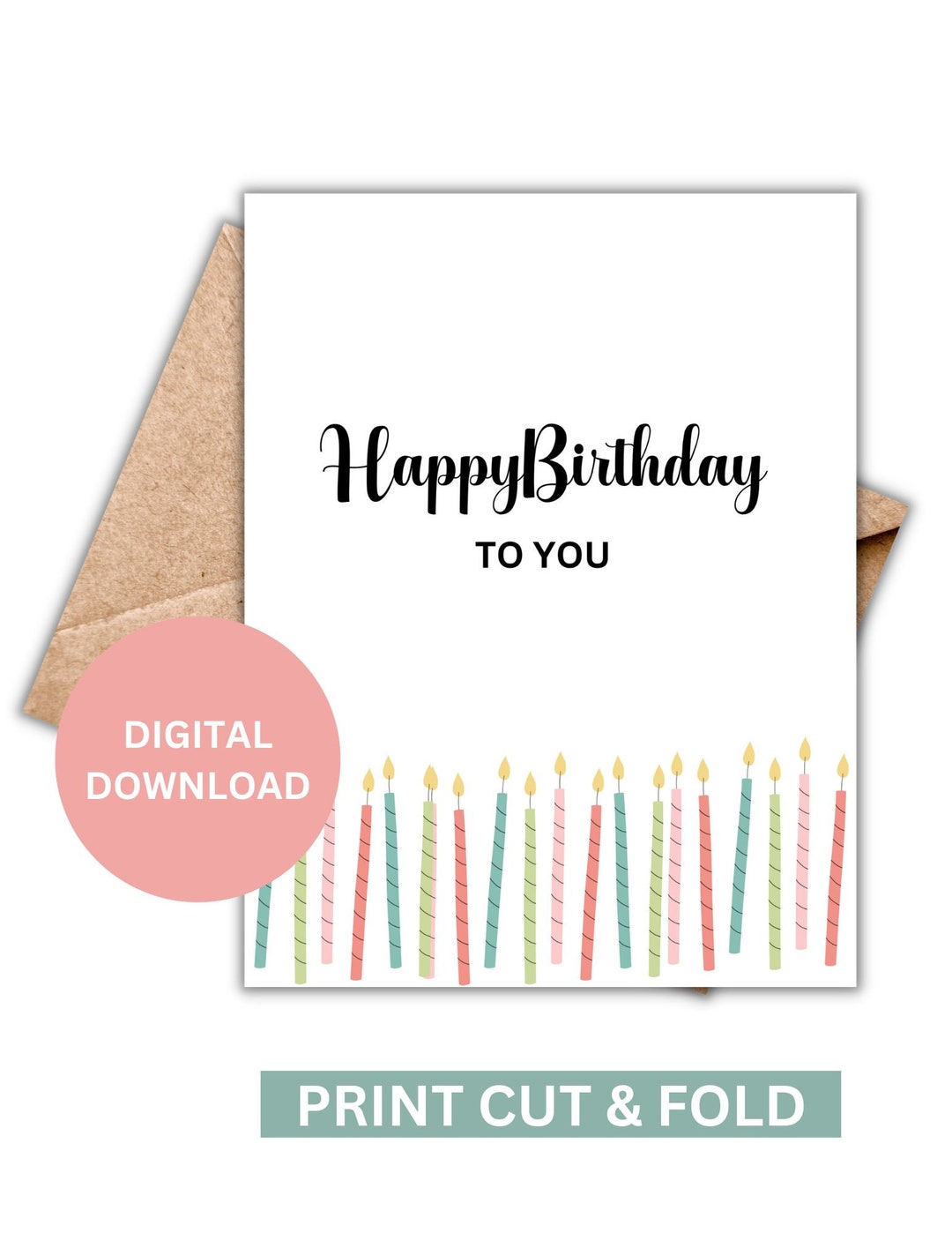Happy Birthday Printable Card/ Birthday Card Template/ Instant Download ...