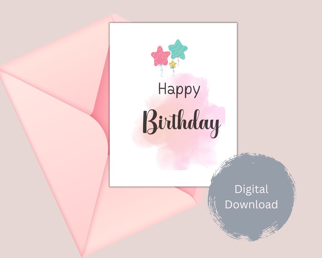 Happy Birthday Printable Card / Birthday Card Template/ Printable ...
