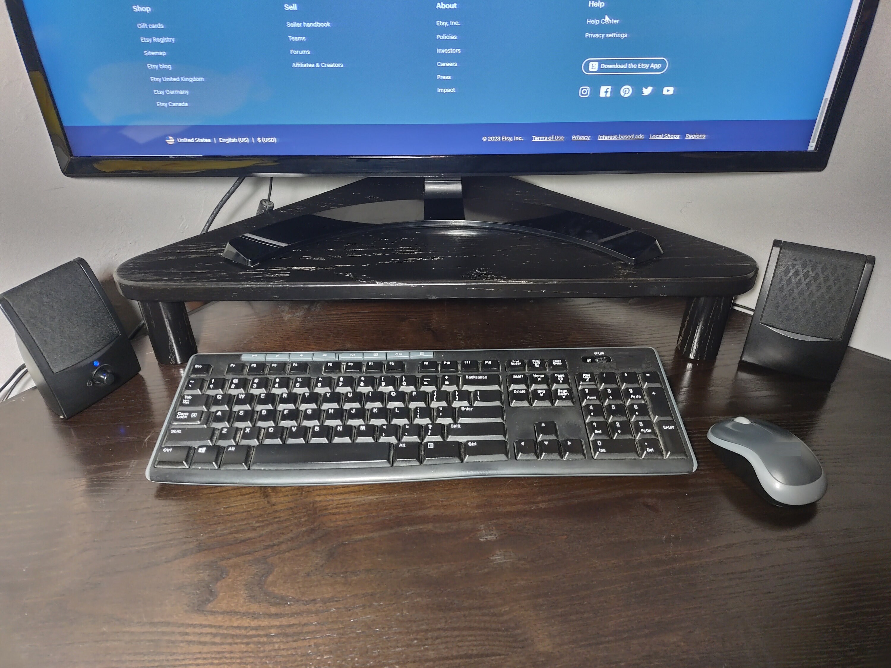 Corner Monitor Stand Triangle Monitor Riser Solid Oak Satin Etsy