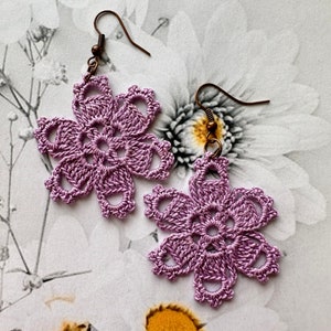 Flower Crochet Earrings | Lace Earrings | Lightweight Earrings | Micro Crochet Earrings | Ready To Ship