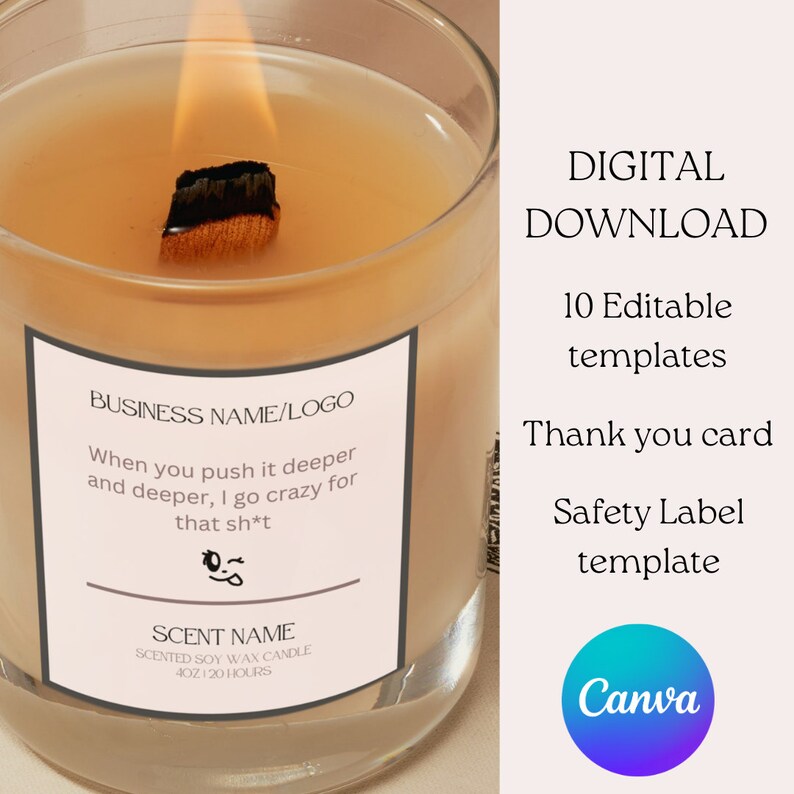 Editable Naughty Candle Label Templates Canva Editable Etsy Australia