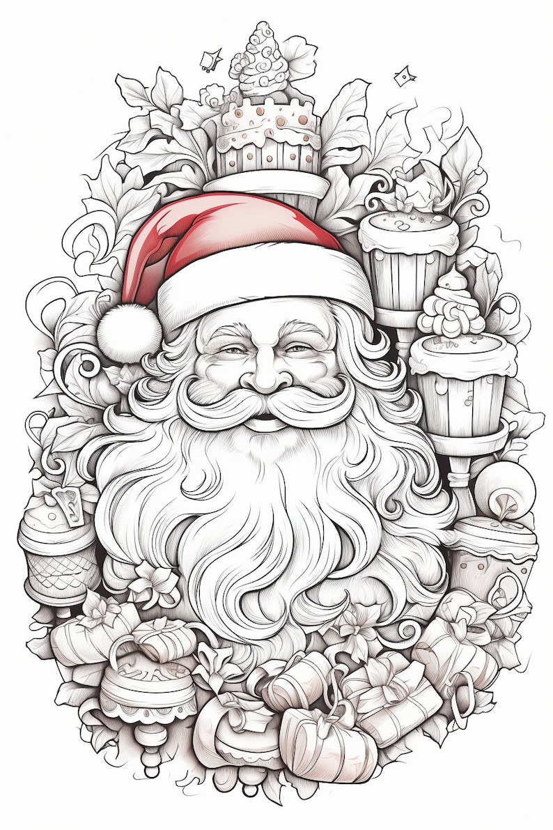 100 Pages Christmas PDF Coloring Book Printable Xmas Santa - Etsy Canada